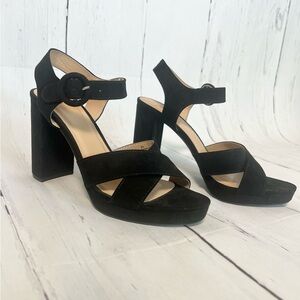 NWOT a new day black faux suede black block heels 8.5